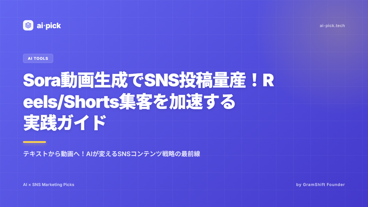 Sora動画生成でSNS投稿量産！Reels/Shorts集客を加速する実践ガイド