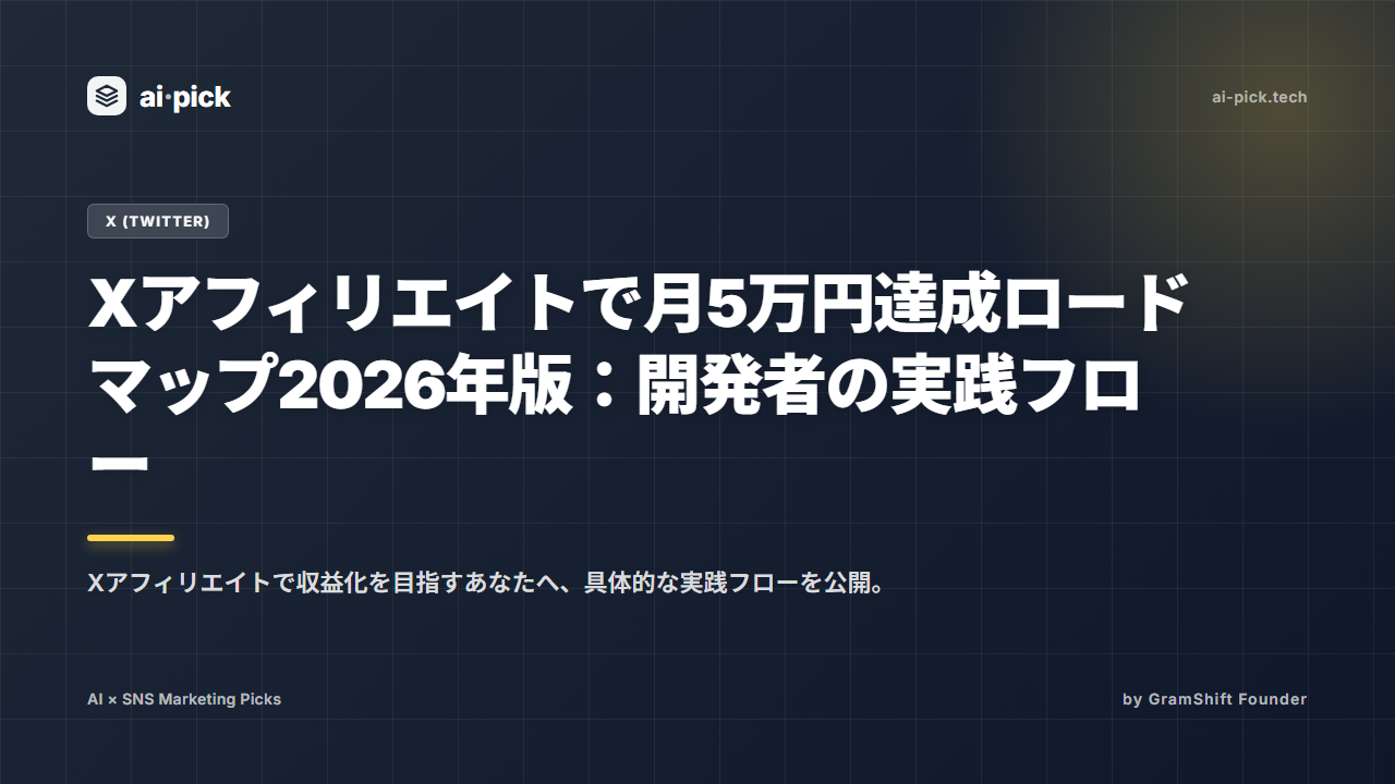 Xアフィリエイトで月5万円達成ロードマップ2026年版：開発者の実践フロー